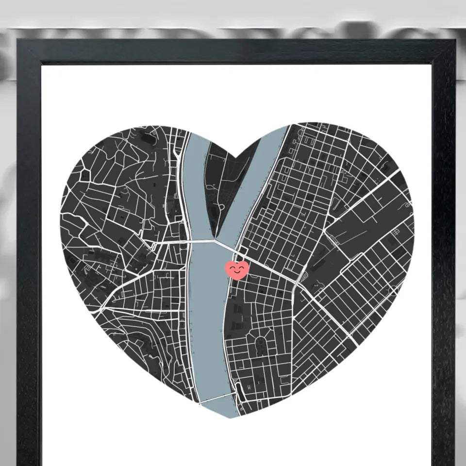Szív alakú térkép falikép